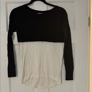 Express Black and White Colorblock Lightweight Long Sleeve sweater